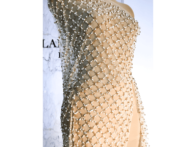 cuentas en forma de diamante | vestido de alta costura | Glam House Fabrics