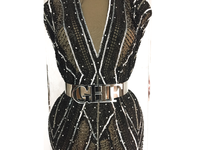 Vestido geométrico | Vestido de cuentas hecho a mano | Glam House Fabrics