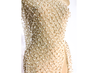 abalorios en forma de diamante | Vestido de noche | Glam House Fabrics