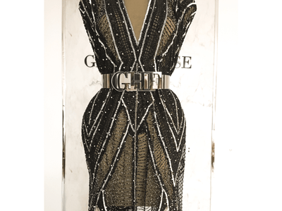 Vestido geométrico | Vestido de cuentas hecho a mano | Glam House Fabrics