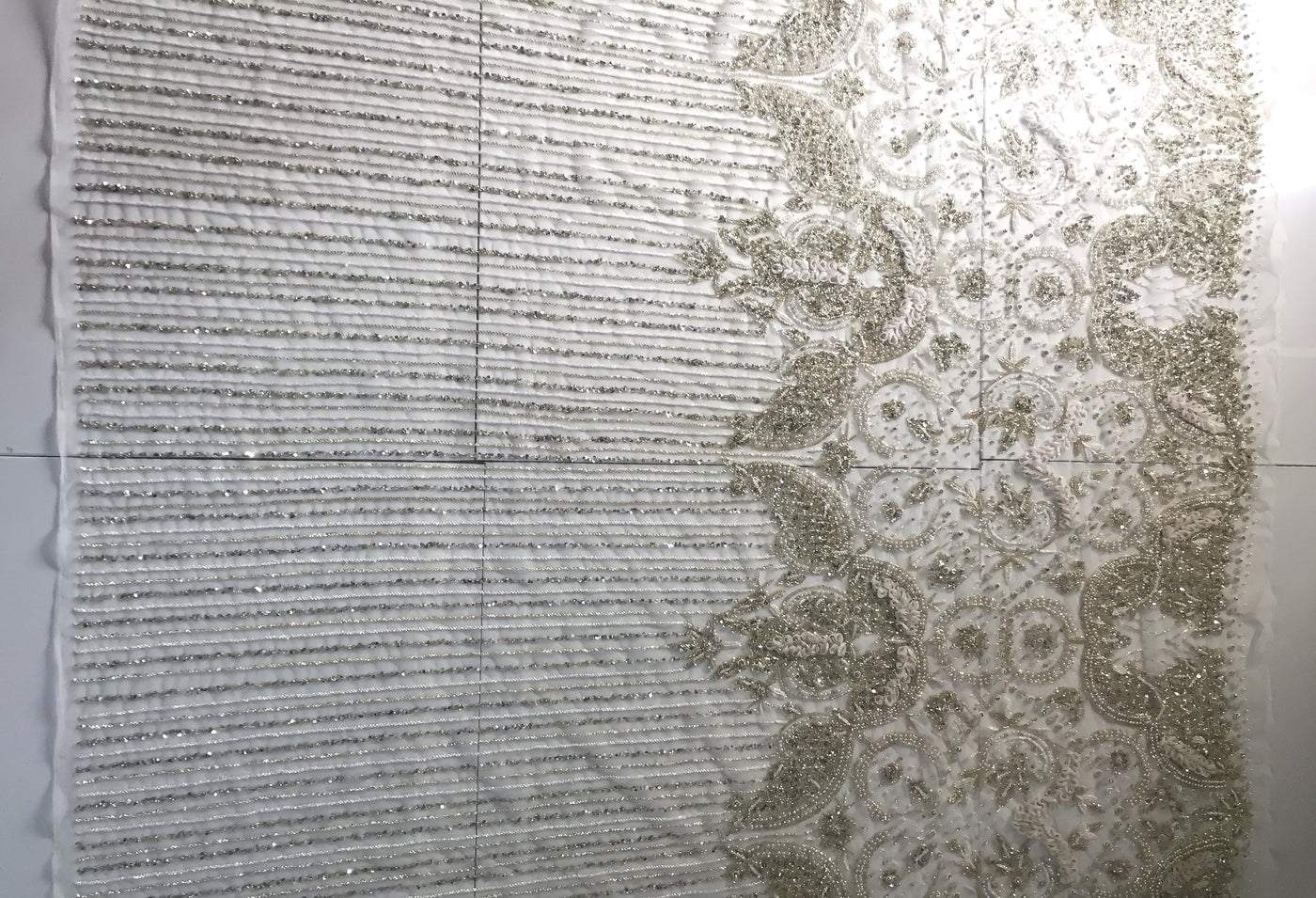 blanco BRIDAL BEADED LACE encaje de cristal | Glam House fabrics