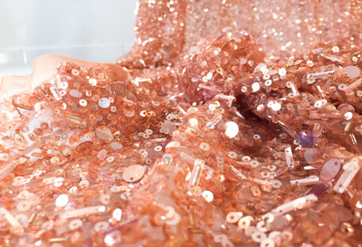 Luxe lentejuelas de cobre tul hecho a mano | Glam House Fabrics