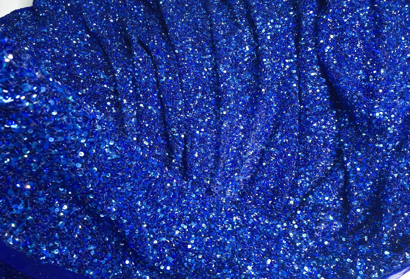 Crowded Royal Blue Sequins handmade lace- SAMPLE