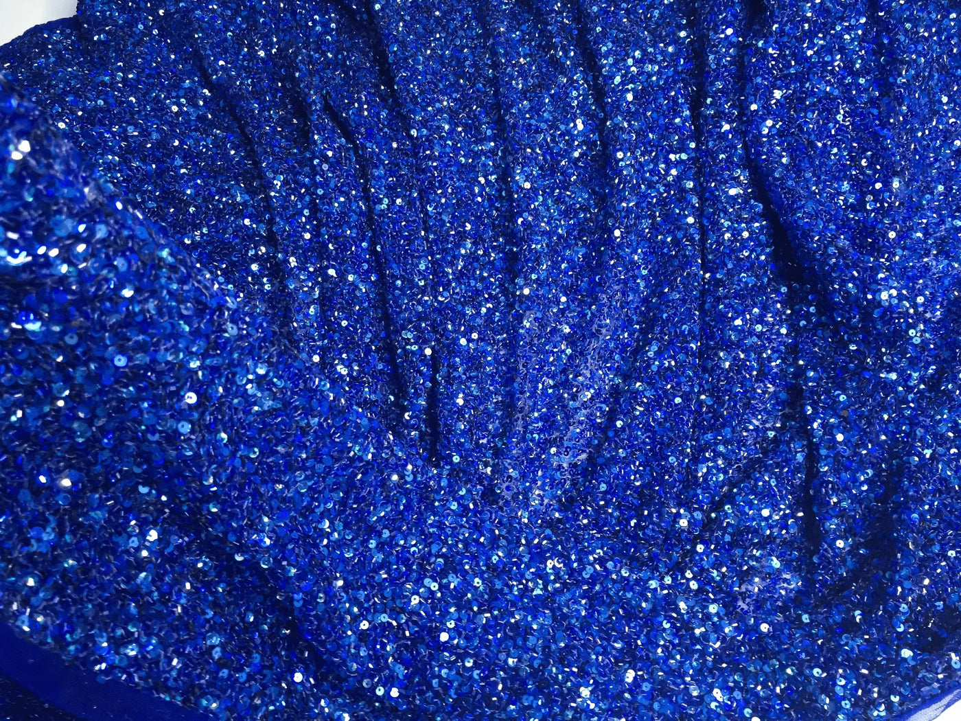 Crowded Royal Blue Sequins&beads handmade lace
