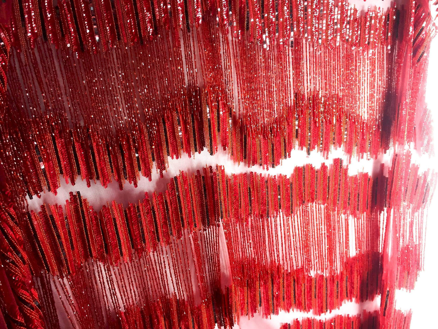 Handmade Fringes&sequines red lace -SAMPLE