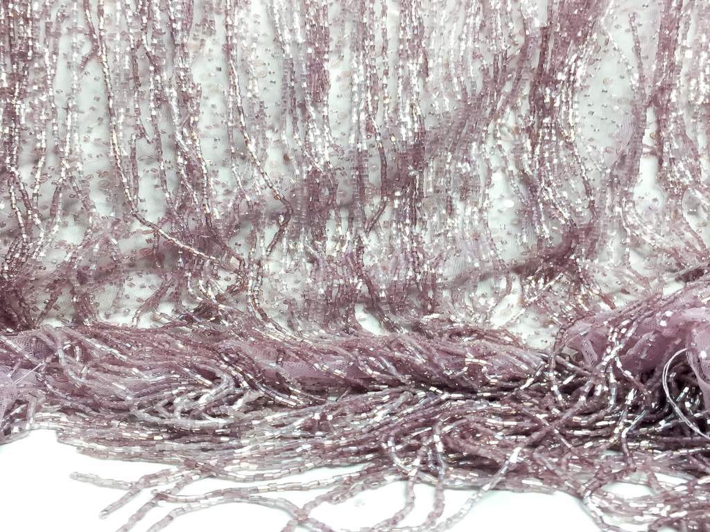 Full Crystal Fringes light purple Handmade lace -SAMPLE