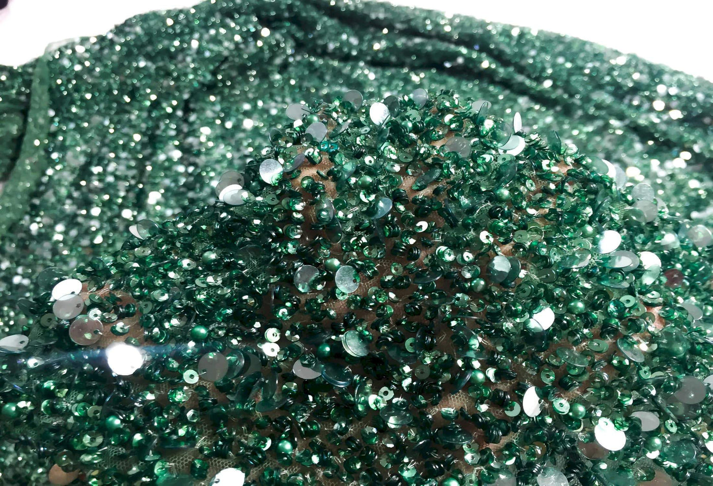 Cuentas y perlas verde mágico Encaje hecho a mano