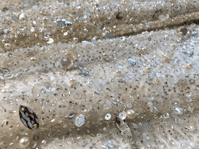 Silver Fairy Rain of beads, sequins & crystals- Handmade cream mesh